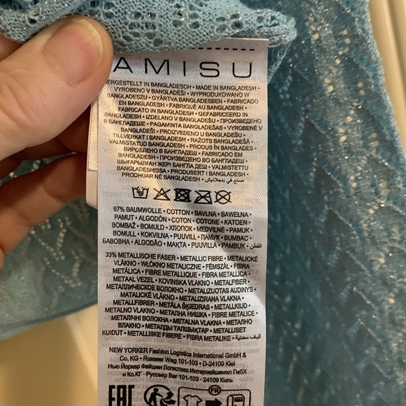 AMISU Metallic Silver and Baby Blue Sweater NWT - Picture 9 of 13